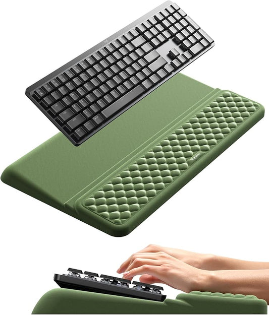 Vaydeer Wrist Rest with Keyboard Stand, Computer Wrist Support Pad, Ergonomic Keyboard Riser Holder Lifter Tray with Wrist Pad, Soft Memory Foam Desk Cushion, Palm Hand Typing for Office Home School