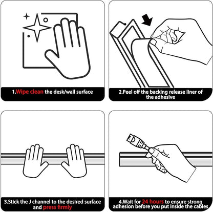 YECAYE 94.2in Cable Management, Cable Organizer,Adhesive Mount Cord Organizer for Desk, Cord Organizer, No-Drill Desk Wire Management for Home Office, Baby proofing, Black