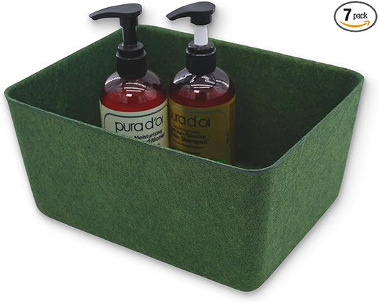Welaxy Felt Storage Bin Deep Drawer Organizer for Makeup, Jewelry, Stationery, Closet & Bathroom, Minimalist living (Forest Green Bin, M)