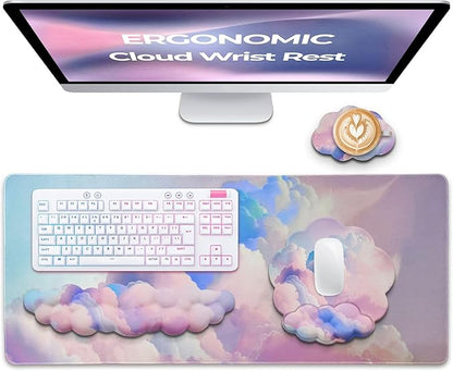 Premium Quality Cloud Wrist Rest Keyboard, Mouse Pad, Wrist Rest Pad, Wrist Rest for Computer Keyboard, Cloud Drink Coaster and Mouse Pad