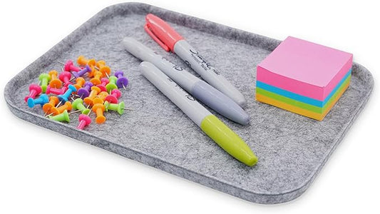 Welaxy Felt tray Lid for Storage Bins Drawer Organizer bin cap of box for junk stuff stationery makeup jewelry closet bathroom minimalist lifestyle (Gray Lid, S)