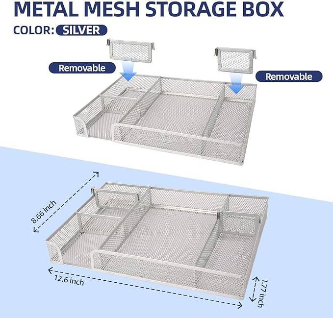 Office Desk Accessories, Desk Organizers and Accessories, Stapler and Tape Dispenser Set Metal Storage Box,Stapler,Staple Remover,Paper Clips,Ruler,Scissors.Suitable for Office and Study Use,White