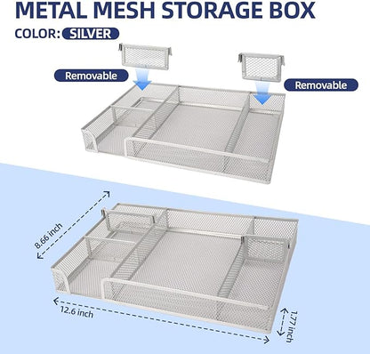 Office Desk Accessories, Desk Organizers and Accessories, Stapler and Tape Dispenser Set Metal Storage Box,Stapler,Staple Remover,Paper Clips,Ruler,Scissors.Suitable for Office and Study Use,White