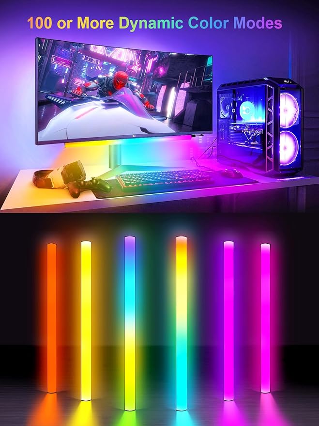 Under Monitor Light Bar, App and Remote Control Gaming Ambient Lights,Music Sync Color Changing, 16 Million Colors, Timing, USB Powered RGB Light Bar for Monitor/TV/PC Back (2pcs)