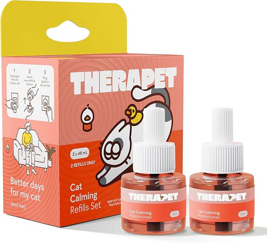 TherapetMD Cat Calming Diffuser Refill Kit (2-Pack, 60-Day Supply) – Cat Pheromone Refill for Stress, Pee Spraying, Fighting, Aggression, Meowing & Scratching – Use with TheraPet MD Diffuser