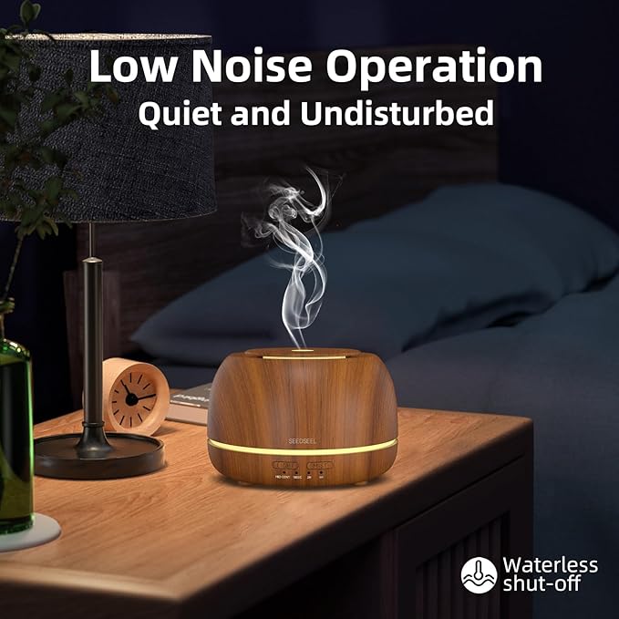 300ML Essential Oil Diffuser with Remote Control,7 LED Colour Lights,4 Timer, Quiet,Ultrasonic Aromatherapy Diffuser for Bedroom, Living Room, Desk,Office