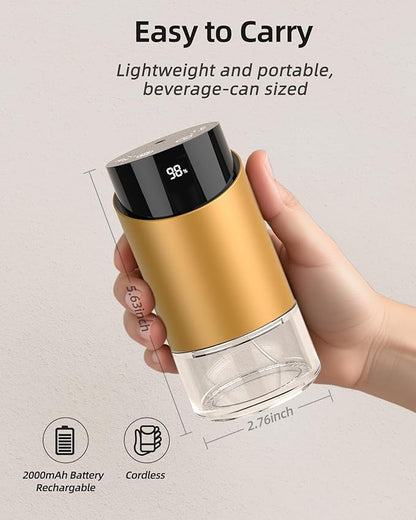 Waterless Essential Oil Diffuser Aromatherapy Scent Diffusers for Home Large Room, Car, Office, Desk, Mini Battery Operated Cordless Air Freshener, 4 Timers & 3 Mist Levels, 100ml Capacity (Golden)