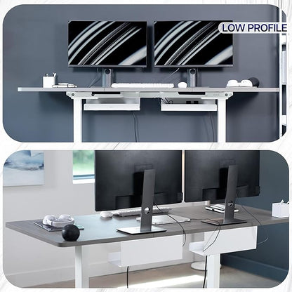 VIVO Under Desk 17 inch Extra Deep Cable Management Trays, Power Strip Holders, Cord Organizers, Wire Tamers for Office and Home, White, 2 Pack, DESK-AC16-2CW