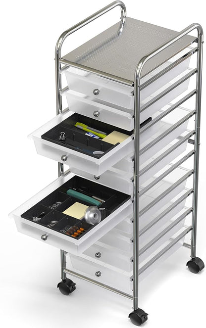 Simple Houseware Drawer Organizer Tray with 9 Adjustable Compartments, Black