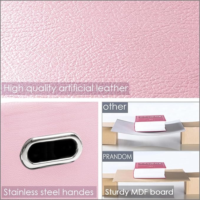 PRANDOM Leather Foldable Cube Storage Bins 11x11 inch [4-Pack] Fabric Storage Baskets Cubes Drawer with Cotton Handles Organizer for Shelves Nursery Closet Bedroom Clothes Pink