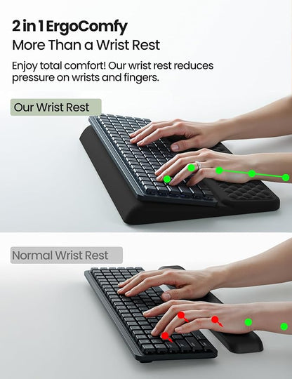 Vaydeer Wrist Rest with Keyboard Stand, Computer Wrist Support Pad, Ergonomic Keyboard Riser Holder Lifter Tray with Wrist Pad, Soft Memory Foam Desk Cushion, Palm Hand Typing for Office Home School