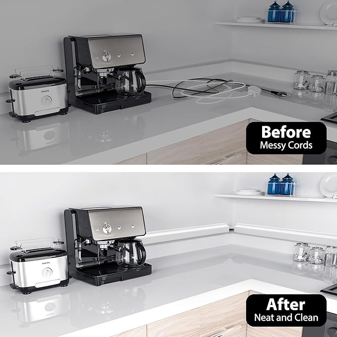 YECAYE 94.2 in Cable Management Under Desk,Easy Install Adhesive Mount Cord Hider,Cord Organizer,Wire Management,Wire Hider for Office Organization,Child & Pet Proof,White