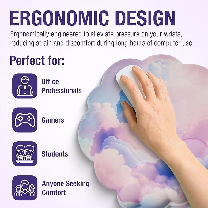 Premium Quality Cloud Wrist Rest Keyboard, Mouse Pad, Wrist Rest Pad, Wrist Rest for Computer Keyboard, Cloud Drink Coaster and Mouse Pad
