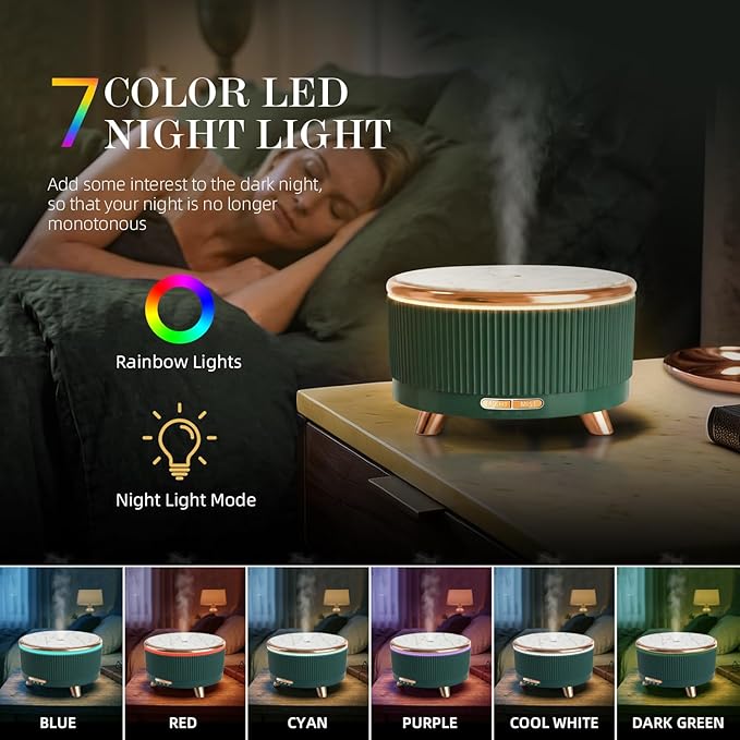500ML Essential Oil Diffuser: Ultrasonic Aroma Diffuser with Remote Control for Spa Hotel Yoga Room - Humidifier for Bedroom with 7-Color Night Lights & Auto Shut-Off for Nursery/Women Home Relaxation