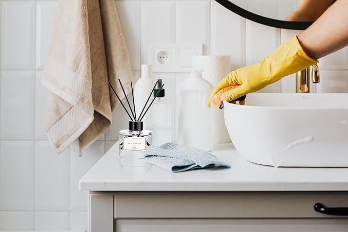 WEALD TRIBE Flower Reed Diffuser Set of 3 for Bathroom Accessories Shelf Decor & Air Fresheners, Stick Defusers | Velvet Vanilla, Hotel White Tea, Tahitian Crown Flower Scent(1.7oz/Pack) Office Gift