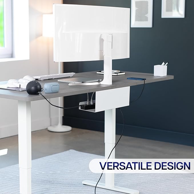 VIVO Under Desk 17 inch Extra Deep Cable Management Tray, Power Strip Holder, Cord Organizer, Wire Tamer for Office and Home, White, DESK-AC16-1CW