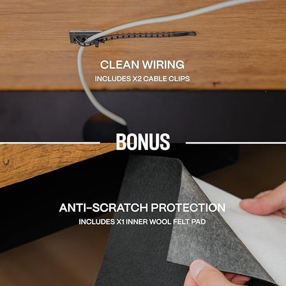 Under Desk Drawer Slide Out Attachment - Carbon Steel Undermount Table Drawer with Cable Management, Pull Out Add-On Storage for Office & Standing Desks (13" x 8" x 2.8")