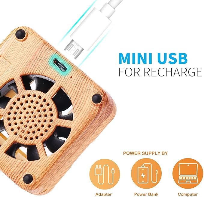 Weljoy Wood Grain Portable Diffuser for Essential Oils – Car or Travel, Mini Size, Quiet, Waterless, Re-Chargeable Battery or USB (Dark Brown)