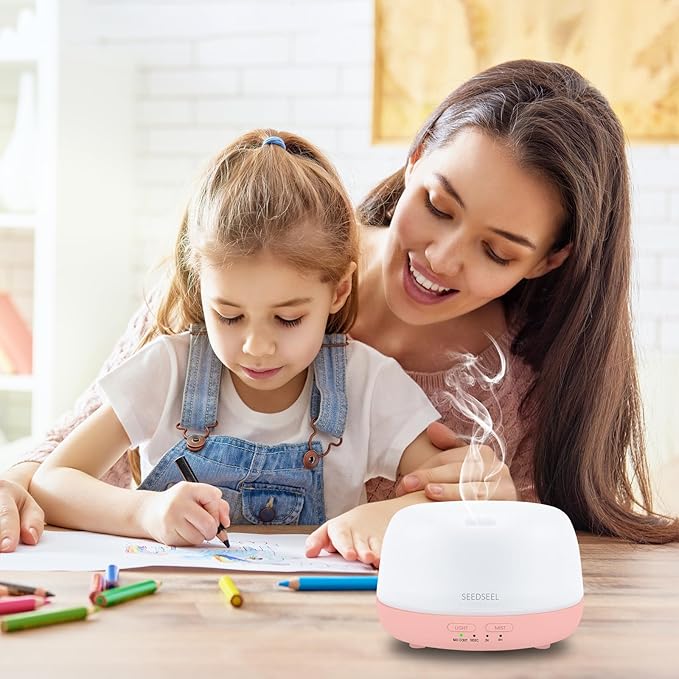 300ML Essential Oil Diffuser with Remote Control, Aromatherapy Diffuser with 7-Color Changing LED Light for Home,Bedroom, Office