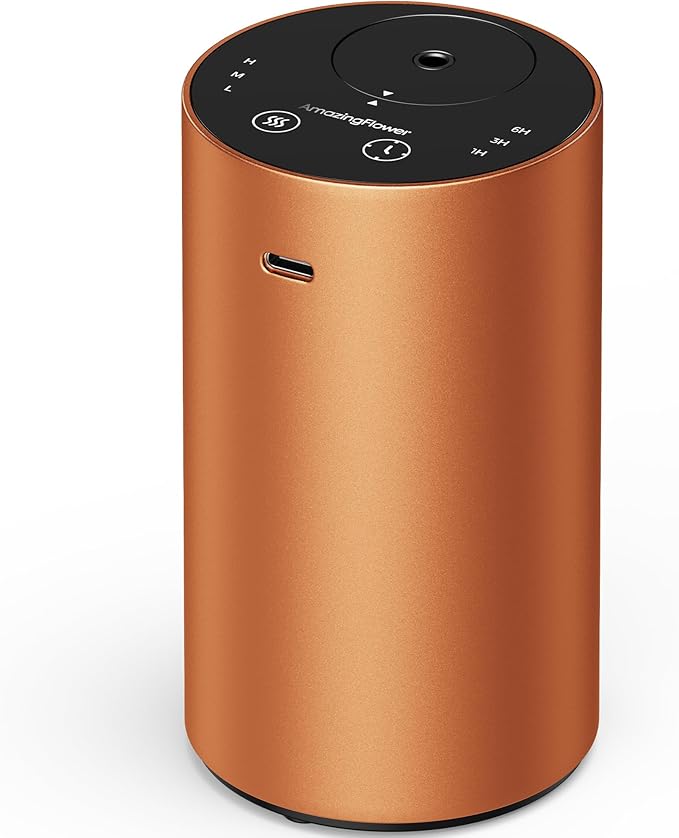 Waterless Essential Oil Diffuser, Rechargeable Scent Diffusers with 3 Mist Levels & Timers, Portable Aromatherapy Diffuser for Home Car Room Studio Office, Cosmic Orange