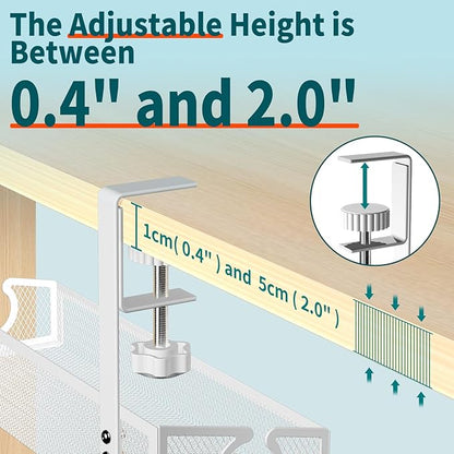 Under Desk Cable Management Tray White, No Drill Desk Cable Management Organizer with Clamp for Desk Wire Management, PC Cord Organizer Accessories & Workspace Organizers for Office, Home