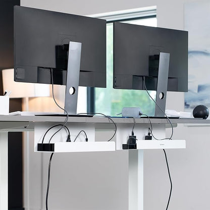 VIVO Under Desk 17 inch Extra Deep Cable Management Trays, Power Strip Holders, Cord Organizers, Wire Tamers for Office and Home, White, 2 Pack, DESK-AC16-2CW
