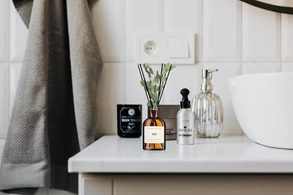 WEALD TRIBE Reed Diffuser Set for Bathroom Air Fresheners, Oil Diffuser Sticks with Flower | Eucalyptus & Mint Scent 4.0 fl oz Home Fragrance with Sticks Defusers | House Bedroom Office Shelf Decor