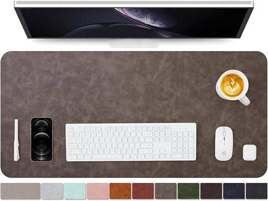 Distressed Leather Desk Mat - Non-Slip PU Desk Pad for Office and Home - Desk Organization and Accessories - Ideal for Large Mouse Pad and Desk Mats on Top of Desks(Slate Gray,36"x 17")