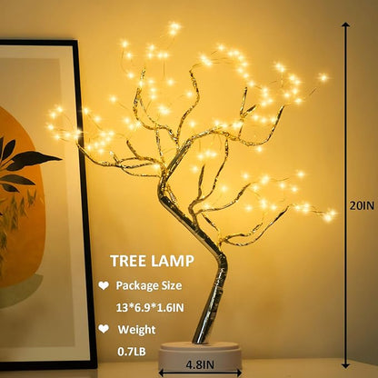 2 Pack Room Decor, 20" 108 LED Tabletop Bonsai Tree Light, DIY Artificial Tree Lamp, Battery/USB Operated, Aesthetic Lamps for Living Bedroom Christmas Home Gifts Decor (Warm White)