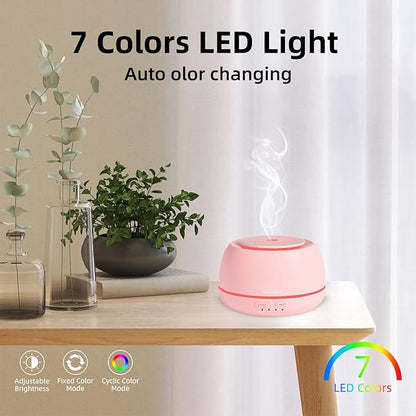 300ML Essential Oil Diffuser with 7 Color LED Light, Remote, 4 Timers, Auto-Off, Ultrasonic Aromatherapy Diffuser for Office, Bedroom, Yoga, Home