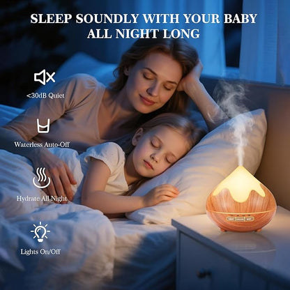 500ML Essential Oil Diffuser, Aromatherapy Diffuser with Remote Control, Multifunctional Air Diffusers for Home Office Room, Fragrance Aroma Diffuser with 7 Color LED & 2 Mist Mode, Light Brown