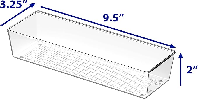 Simple Houseware Clear Drawer Organizer for Office Bin Desk Storage, 3.25"x 9.5", 4 Packs
