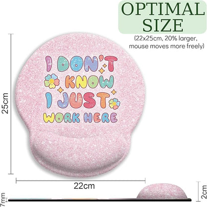 Pink Ergonomic Mouse Pad with Wrist Rest, Funny Gaming Mousepad Wrist Support with Non-Slip Pain Relief PU Base, Cute Computer Mouse Pads for Desk Pink Office Desk Accessories Decor Supplies