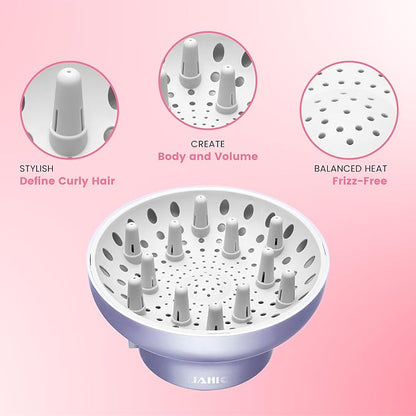 Universal Hair Diffuser “Super Sturdy” 1.7 Inch to 2.6 Inch for Natural Curly and Wavy Hair, Hair Dryer Attachment (White)