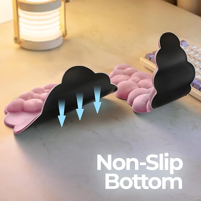 Premium Quality Cloud Wrist Rest Keyboard & Mouse Pad Set – Ergonomic Memory Foam Desk Accessories with Wrist Support for Office & Gaming – Pink Gradient