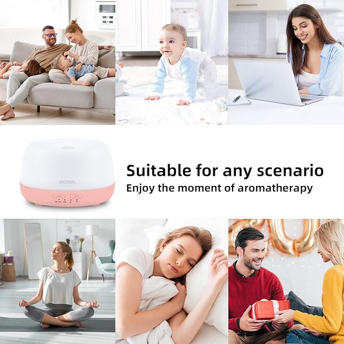 300ML Essential Oil Diffuser with Remote Control, Aromatherapy Diffuser with 7-Color Changing LED Light for Home,Bedroom, Office
