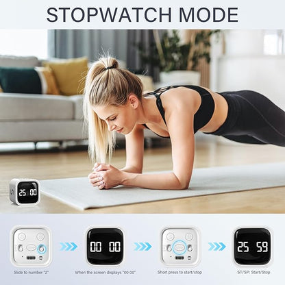 Rotating Pomodoro Timer 5, 25, 10 50 Minutes Preset, Desk Productivity Flip Timer, ADHD Tool Cube Countdown Stopwatch, Vibration/High/Low Volume/Custom Modes, for Work, Study, Back to School, White