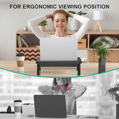WALI Computer Monitor Stand with Storage, Desk Monitor Riser 3 Height Adjustable, Laptop Riser with Airflow Vents, Desk Organizer for Computer, Laptop, Printer (PTT002-B), 1 Pack, Black
