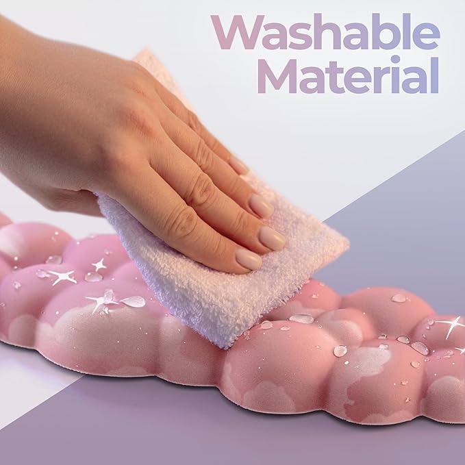 Premium Quality Cloud Wrist Rest Keyboard & Mouse Pad Set – Ergonomic Memory Foam Desk Accessories with Wrist Support for Office & Gaming – Pink Gradient