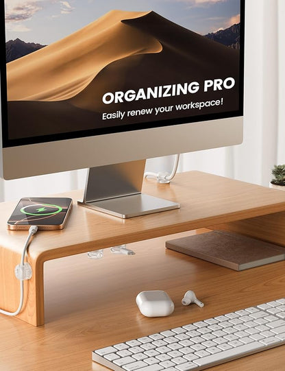 Lamicall 6Pack Clear Rotatable Cord Organizer - [1s Lock] Cable Clips Phone Charger Cord Holder, Desk Cable Management, Adhesive Wire Organizer for Nightstand, Office Accessories, Room Christmas Decor