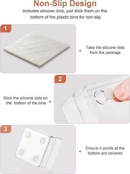 SMARTAKE 13-Piece Drawer Organizer with Non-Slip Silicone Pads, 5-Size Desk Drawer Organizer Trays Storage Tray for Makeup, Jewelries, Utensils in Bedroom Dresser, Office and Kitchen (Clear)