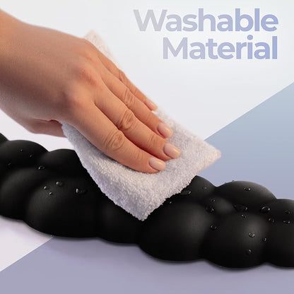 Premium Quality Cloud Wrist Rest Keyboard & Mouse Pad Set – Ergonomic Memory Foam Desk Accessories with Wrist Support for Office & Gaming – Black Lether