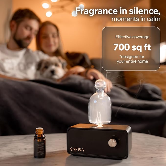 Waterless Essential Oil Diffuser, Scent Diffuser for Home, 700 Sq. Ft., Portable Waterless Diffuser, Nebulizing Cold Air Cordless Diffuser for Large Room, Rechargeable, Smart, Hotel-Style