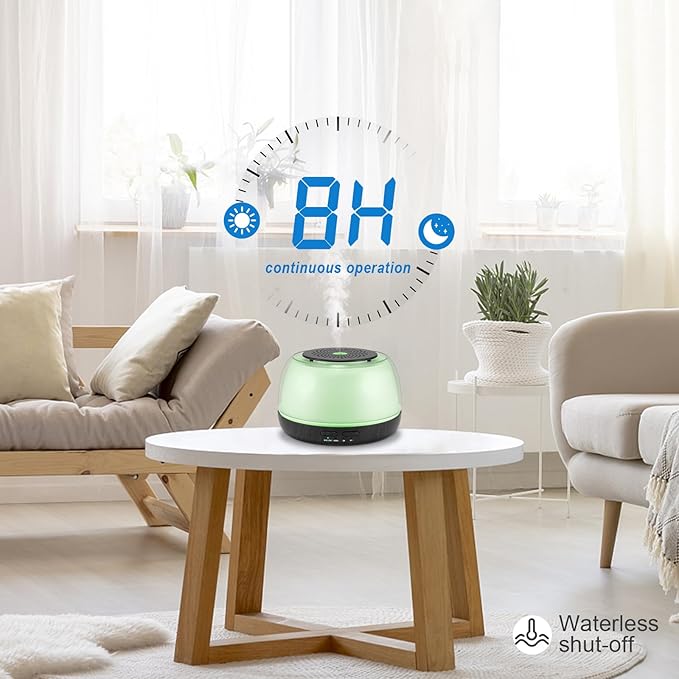 300ML Essential Oil Diffuser - 8-Hour Aromatherapy with Remote Control, 7-Color LED Lights, 4 Timer Settings for Home