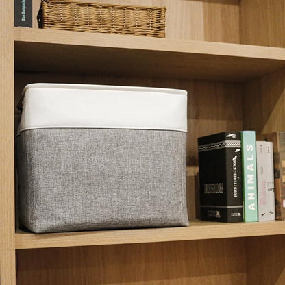 Large Fabric Storage Baskets | 50L Storage Bins, Decorative Linen Closet Baskets with Handles for Organizing, Shelf, Toys, Clothes, Home, Office, Nursery, 17x12x15Inches (Grey&White)