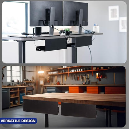 VIVO Under Desk 17 inch Extra Deep Cable Management Trays, Power Strip Holders, Cord Organizers, Wire Tamers for Office and Home, Black, 2 Pack, DESK-AC16-2C