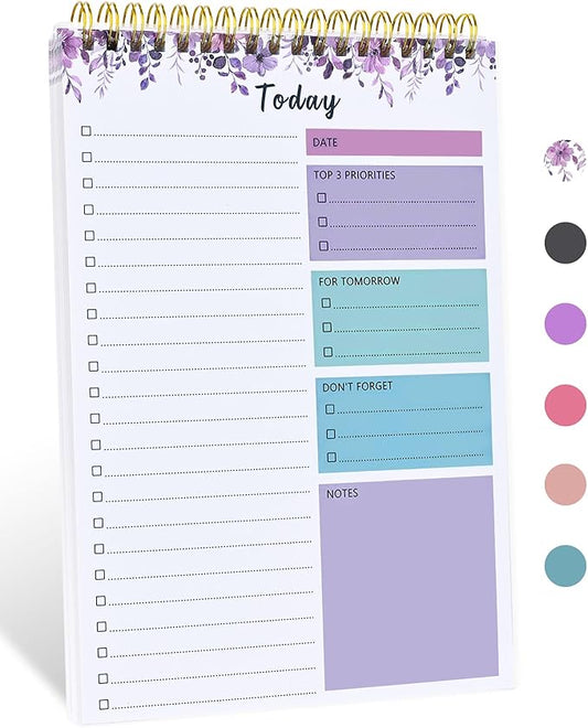 To Do List Notepad - To Do List Notebook for Work with 52 Sheets, Undated Daily Planner Perfect for Enhanced Productivity and Goal Achievement - Violet Whispers