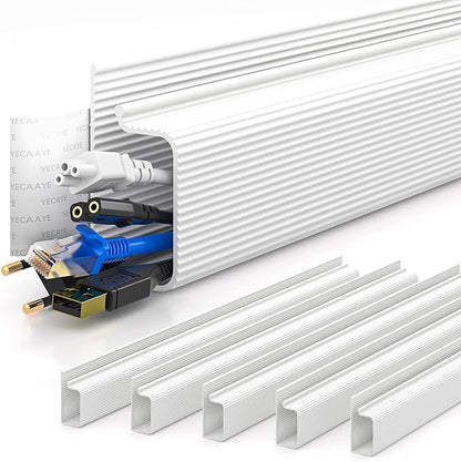 YECAYE 94.2 in Cable Management Under Desk,Easy Install Adhesive Mount Cord Hider,Cord Organizer,Wire Management,Wire Hider for Office Organization,Child & Pet Proof,White