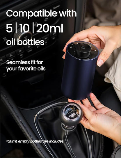 Waterless Essential Oil Diffuser, Rechargeable Scent Diffusers with 3 Mist Levels & Timers, Portable Aromatherapy Diffuser for Home Car Room Studio Office, Deep Blue