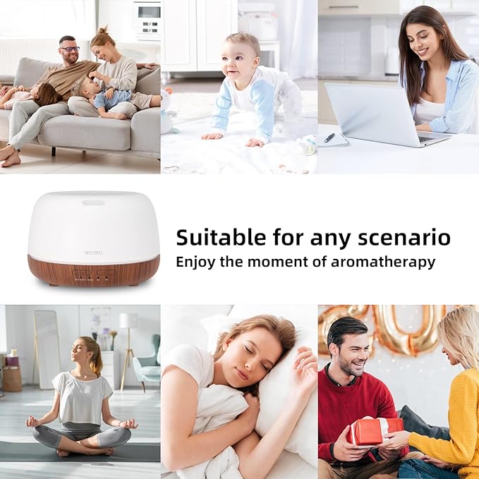 300ML Essential Oil Diffuser, Mini Aromatherapy Diffuser with Remote Control, 7 Color Changing LED Light, 4 Timer for Bedroom, Room, Office